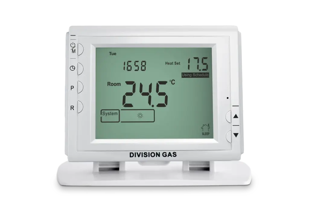 Termostat ambiental programabil DG909 RF front view on stand