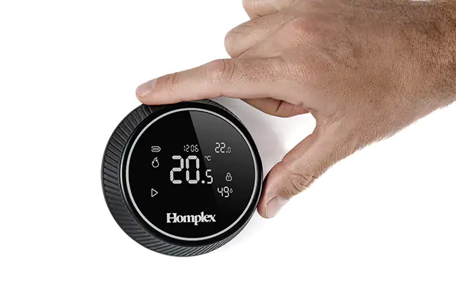 Detaliu afisaj si inel rotativ termostat smart Homplex NX1