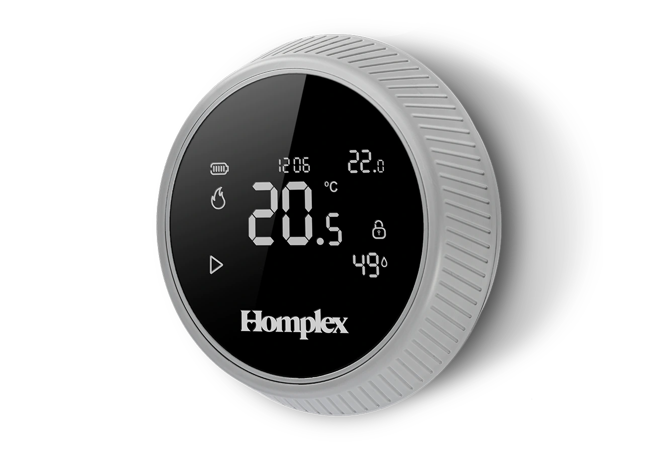 Termostat Homplex NX1 graphite gray montaj vedere lateral stanga