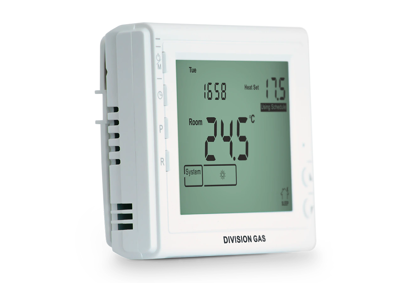 Programmable room thermostat DG909 left view