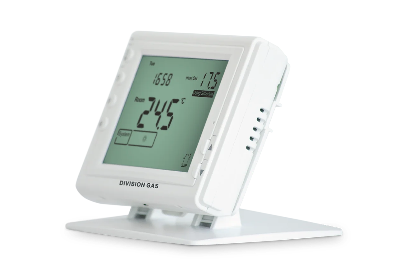 Programmable room thermostat dg909rf right view stand