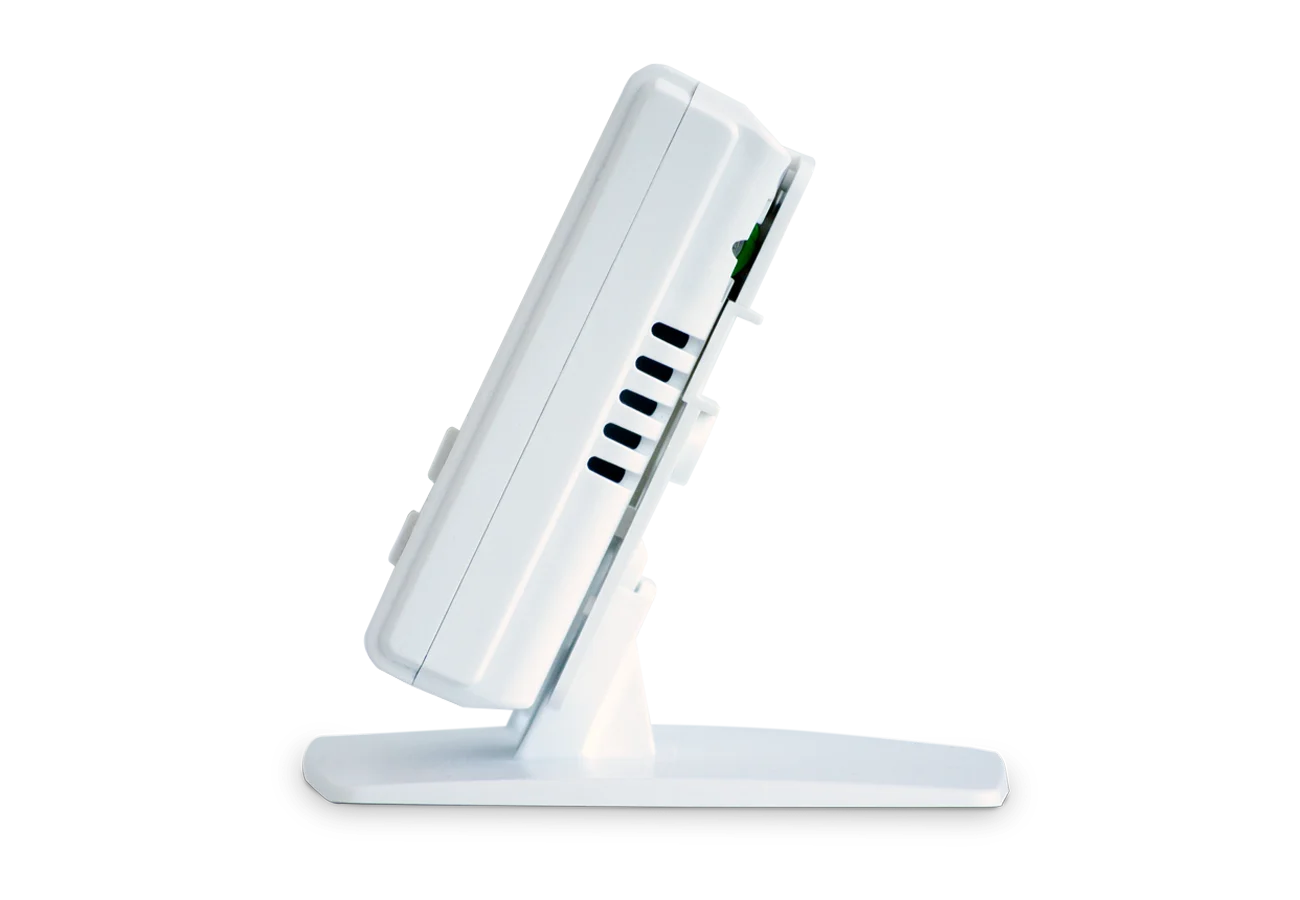 Programmable room thermostat homplex 909rf side view stand