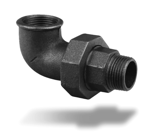 Cast iron union elbow conical seat interior / exterior threads