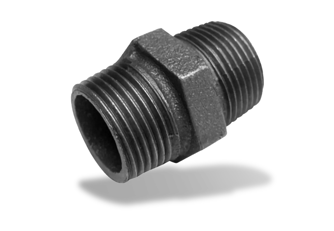 Black fittings, hexagon nipple with normal threading