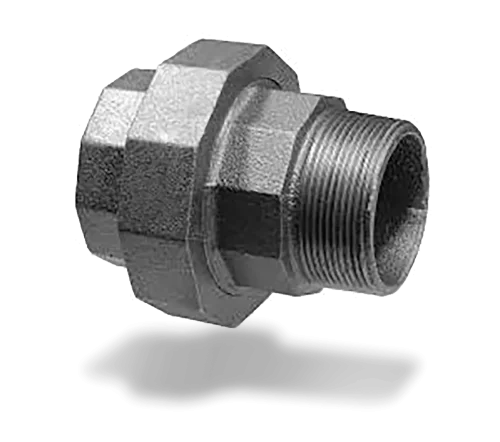 Conical seat union with interior / exterior threads
