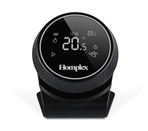 Thermostat Homplex NX1 black edition front view with stand