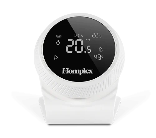 Thermostat Homplex NX1 cream white with stand front view
