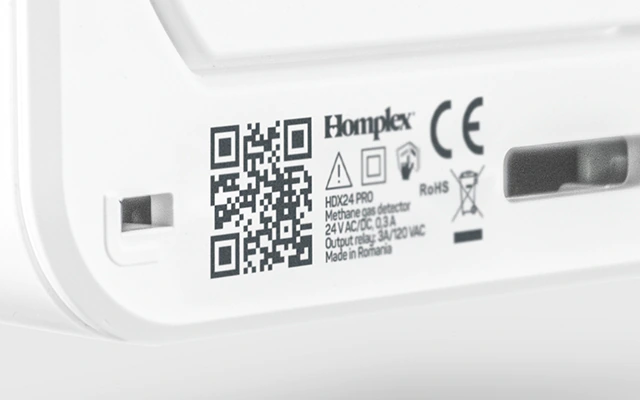 Clear markings behind methane gas detector Homplex HDX24 PRO